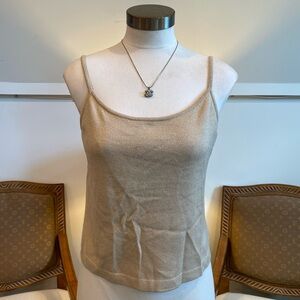Vintage St. John Tan Knit Camisole Top, Size Medium Wool/Rayon Blend
